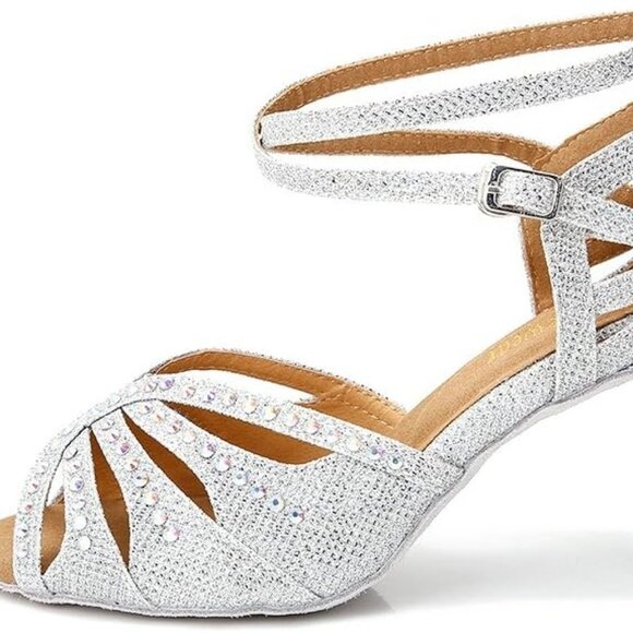 TTdancewear Women Rhinestone Ballroom Dance Shoes Latin Salsa Performance Dance - Picture 3 of 4